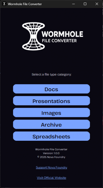 Wormhole (โปรแกรมแปลงไฟล์ขนาดเล็ก ความเร็วสูง)