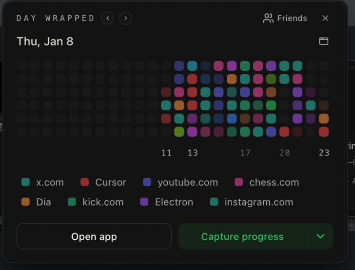 Screencap (โปรแกรมจับภาพหน้าจอ เพื่อมาสรุปไทม์ไลน์สิ่งที่ทำในแต่ละวัน) : 