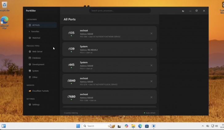 PortKiller (โปรแกรมจัดการพอร์ตเชื่อมต่ออินเทอร์เน็ต)