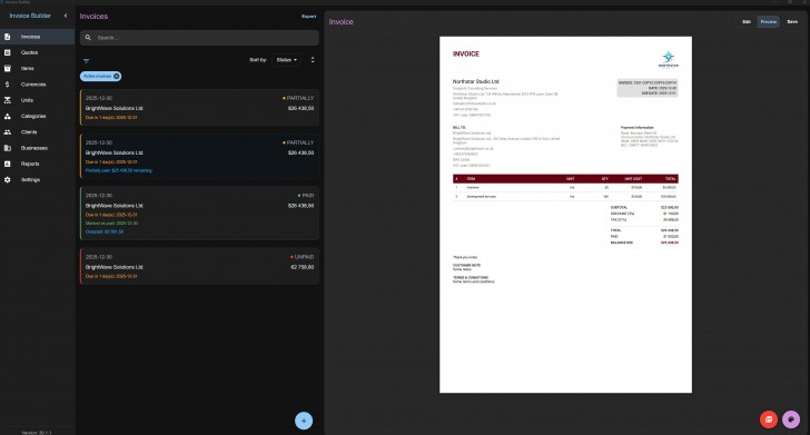 Invoice Builder (โปรแกรมสร้างใบแจ้งหนี้ และใบเสนอราคาแบบออฟไลน์)