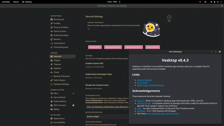 Vesktop (โปรแกรม Discord เวอร์ชันปรับแต่ง ให้ประสิทธิภาพดีขึ้น)
