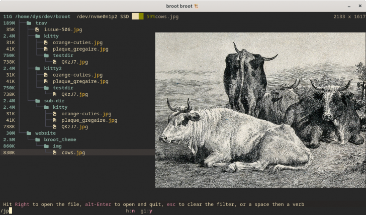 Broot (โปรแกรมเปิดไดเรกทอรี, ค้นหาไฟล์ และเรียกใช้คำสั่งต่าง ๆ)