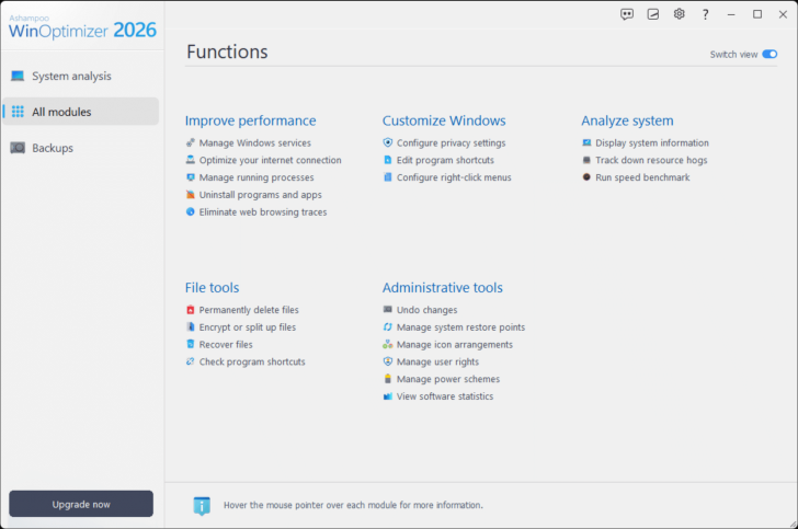 โปรแกรมเร่งความเร็วคอมพิวเตอร์ Ashampoo WinOptimizer