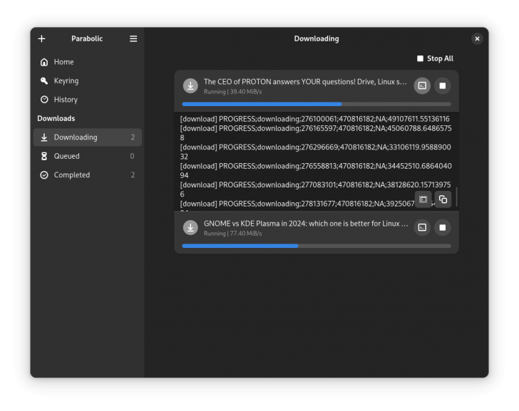Parabolic (โปรแกรมดาวน์โหลดวิดีโอ จากเว็บไซต์สำหรับ Windows และ Linux) : 