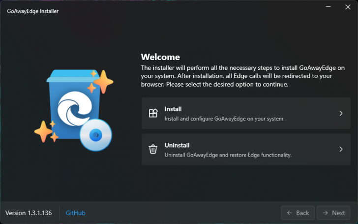 GoAwayEdge (โปรแกรมสำหรับคนไม่ต้องการใช้ Microsoft Edge และ Copilot)