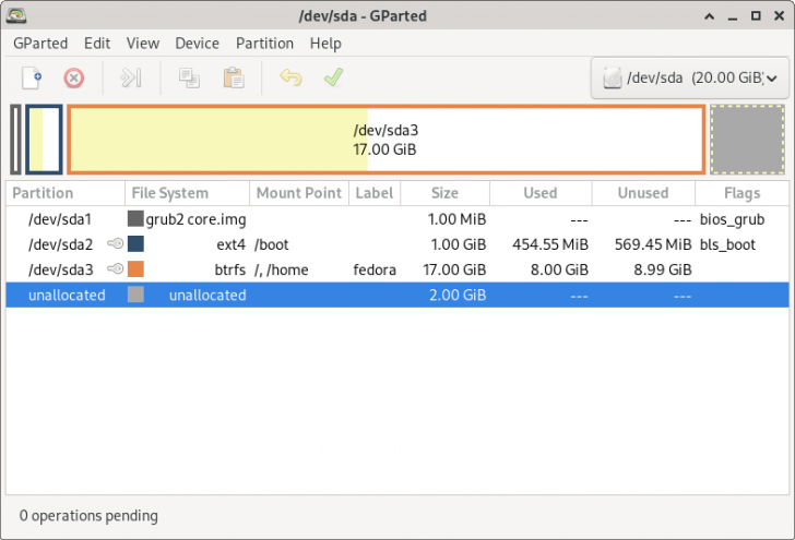 GNOME Partition Editor (โปรแกรมจัดการพาร์ทิชันบนฮาร์ดไดร์ฟ)