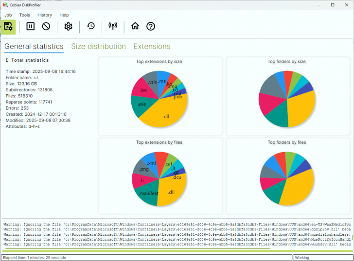 Cobian DiskProfiler (โปรแกรมวิเคราะห์การจัดเก็บข้อมูลบนไดร์ฟ)