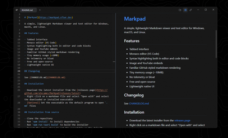 Markpad (โปรแกรมดู และแก้ไขไฟล์ Markdown) Markpad (โปรแกรมดู และแก้ไขไฟล์ Markdown)