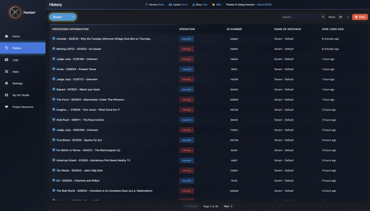 Huntarr (จัดการและค้นหา สื่อมัลติมีเดียออนไลน์ ที่ขาดหายไป)