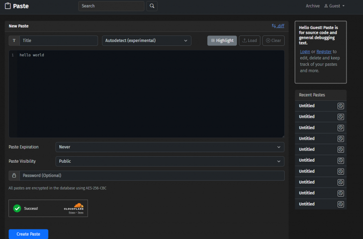 Paste (โปรแกรมจัดเก็บซอร์สโค้ด, ข้อความ และข้อมูลอื่น ๆ)
