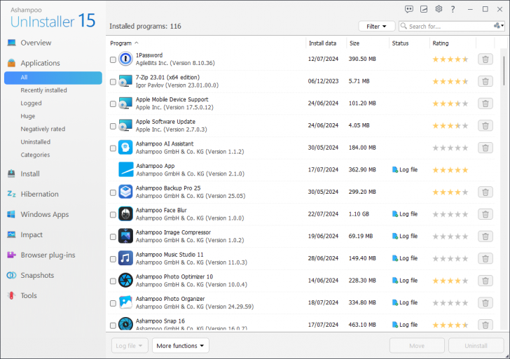 โปรแกรมช่วยลบซอฟต์แวร์แบบถอนรากถอนโคน ฟรี Ashampoo UnInstaller 15 โปรแกรมช่วยลบซอฟต์แวร์แบบถอนรากถอนโคน ฟรี Ashampoo UnInstaller 15
