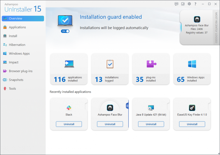 โปรแกรมช่วยลบซอฟต์แวร์แบบถอนรากถอนโคน ฟรี Ashampoo UnInstaller 15 โปรแกรมช่วยลบซอฟต์แวร์แบบถอนรากถอนโคน ฟรี Ashampoo UnInstaller 15