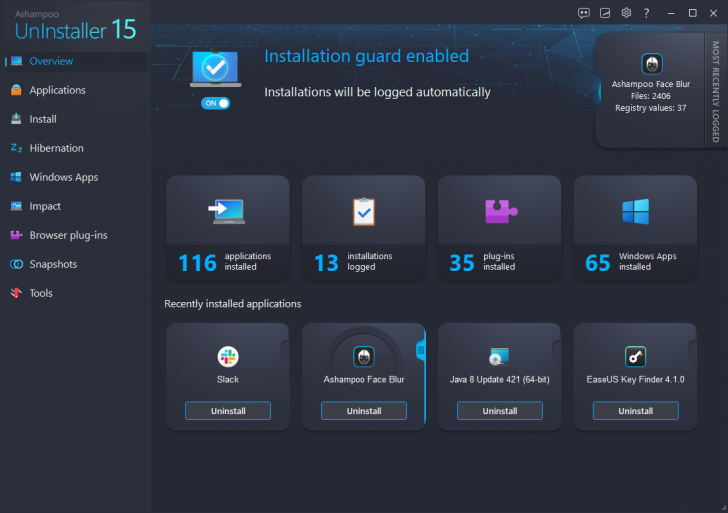 Ashampoo UnInstaller (โปรแกรมช่วยลบซอฟต์แวร์แบบถอนรากถอนโคน ฟรี) : 