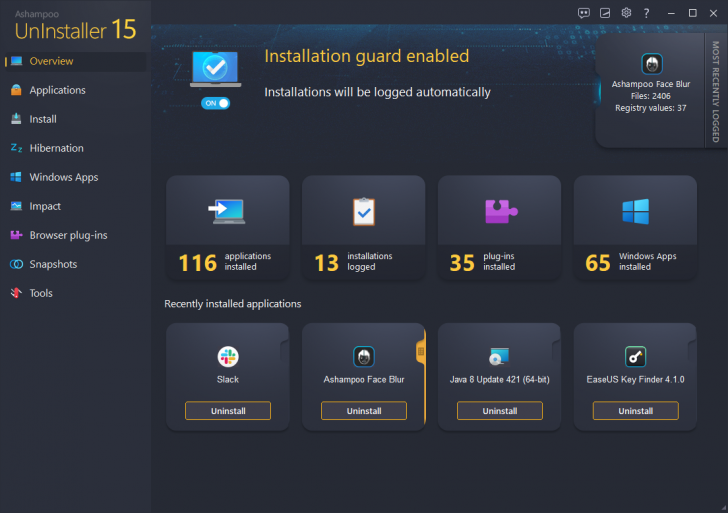 Ashampoo UnInstaller (โปรแกรมช่วยลบซอฟต์แวร์แบบถอนรากถอนโคน ฟรี) : 