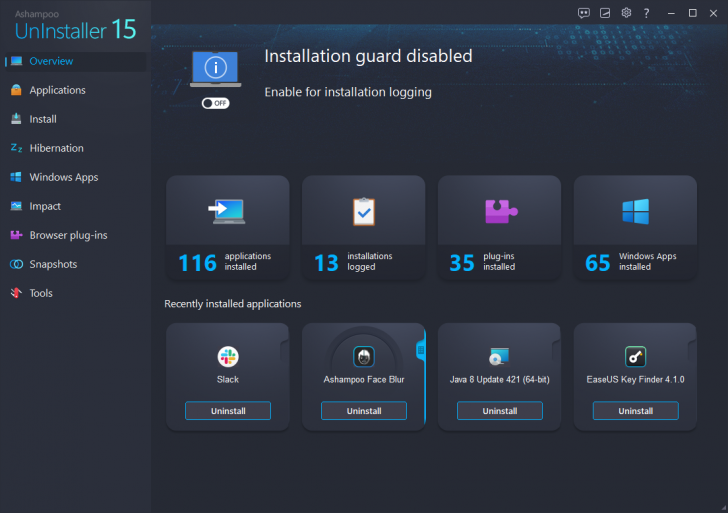 Ashampoo UnInstaller (โปรแกรมช่วยลบซอฟต์แวร์แบบถอนรากถอนโคน ฟรี) : 