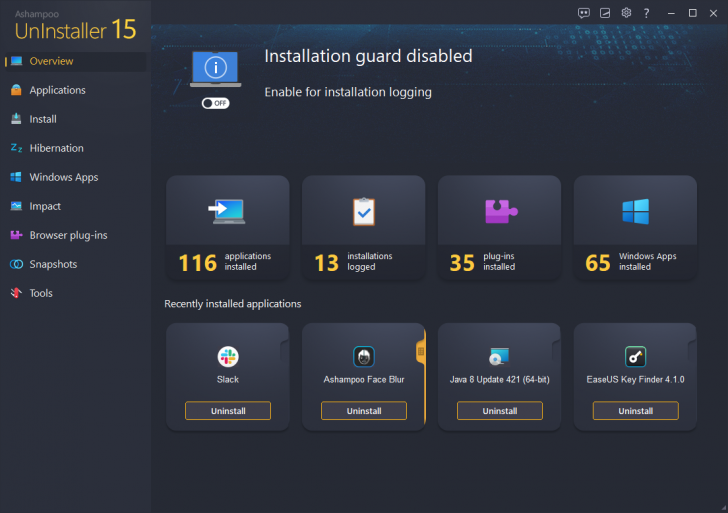 Ashampoo UnInstaller (โปรแกรมช่วยลบซอฟต์แวร์แบบถอนรากถอนโคน ฟรี) : 