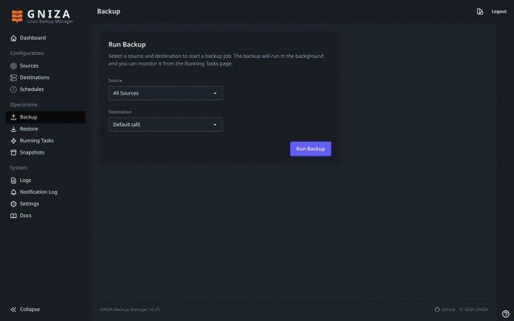 โปรแกรมสำรองข้อมูลบนลีนุกซ์ GNIZA4Linux