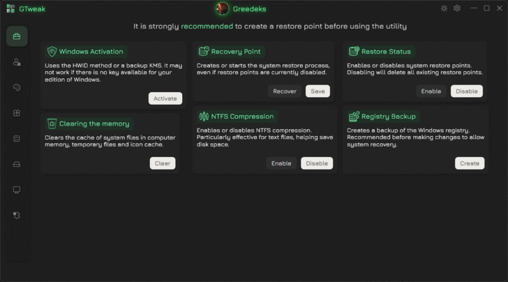 GTweak (โปรแกรมเพิ่มประสิทธิภาพคอม และจัดการระบบความปลอดภัย แบบพกพา) GTweak (โปรแกรมเพิ่มประสิทธิภาพคอม และจัดการระบบความปลอดภัย แบบพกพา)