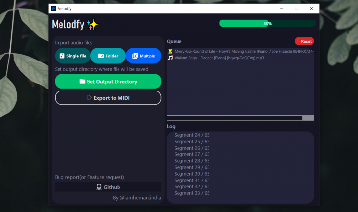 Melodfy (โปรแกรมถอดเสียงเปียโนในไฟล์ MP3 WAV เป็น MIDI ด้วย AI)