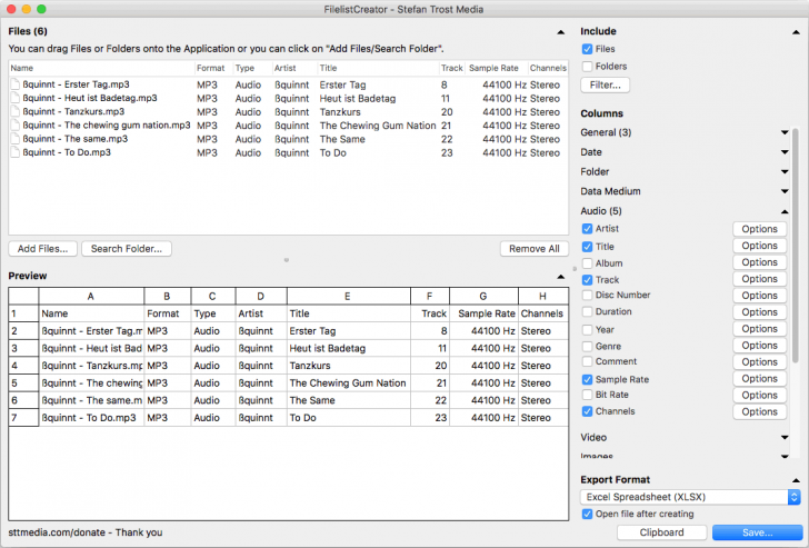 FilelistCreator (โปรแกรมสร้างลิสต์รายชื่อไฟล์) : 