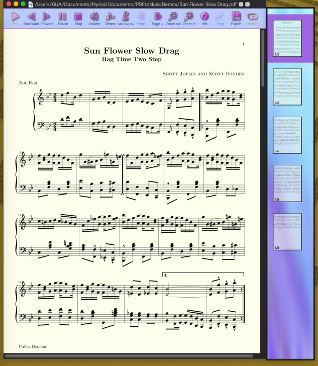 PDFtoMusic (โปรแกรมแปลงโน้ตดนตรีที่อยู่ใน PDF เป็นเสียงเพลง MIDI)