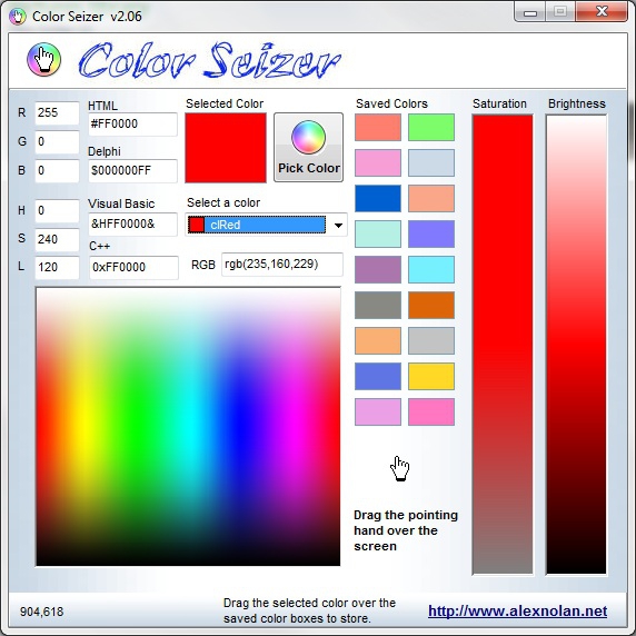 โปรแกรมดูดสีบนหน้าจอ พร้อมแปลงค่าสี Color Seizer