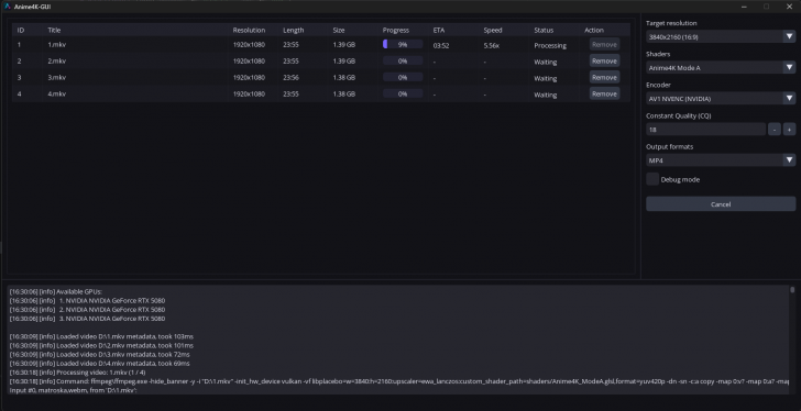 Anime4K-GUI (โปรแกรมเพิ่มความละเอียดให้กับรูปภาพ และวิดีโออนิเมะ)