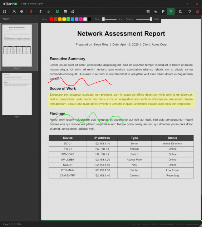 KillerPDF (โปรแกรมแก้ไข และจัดเรียงหน้า PDF ไม่ต้องติดตั้ง และต่อเน็ต)