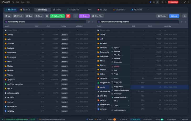 AeroFTP (โปรแกรมรับส่งไฟล์ รองรับหลายโปรโตคอล มี AI ในตัว) AeroFTP (โปรแกรมรับส่งไฟล์ รองรับหลายโปรโตคอล มี AI ในตัว)