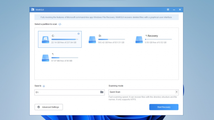WinfrGUI (โปรแกรมกู้ข้อมูล มี GUI ใช้งานง่าย รองรับ HDD, SSD, USB)
