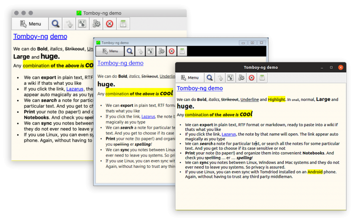 Tomboy-ng (โปรแกรมจดบันทึกข้อความ ที่ซิงค์ข้อมูลข้ามแพลตฟอร์มได้)
