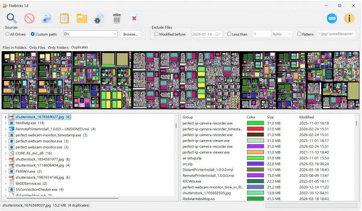 โปรแกรมวิเคราะห์ และแสดงภาพรวมการใช้พื้นที่ดิสก์ FileBricks
