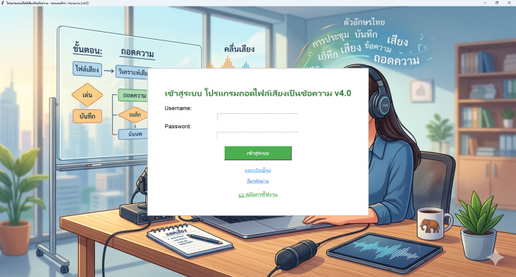 โปรแกรมถอดไฟล์เสียงเป็นข้อความ (ถอดเทปเสียงสัมภาษณ์ พิมพ์ตามเสียงพูด)