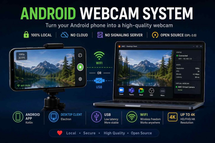 Android Webcam System (โปรแกรมเปลี่ยนมือถือAndroid เป็นกล้องเว็บแคมm)