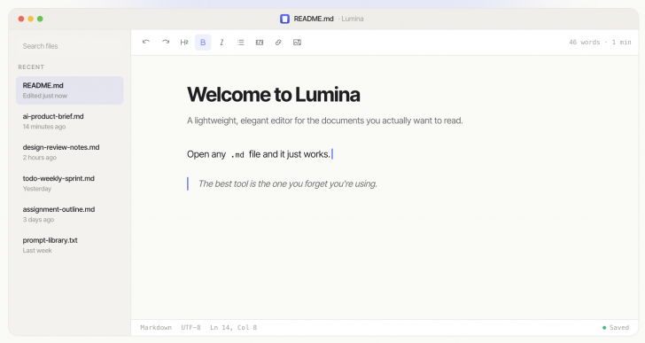 Lumina (โปรแกรมแก้ไขข้อความแบบ Visual Editor ขนาดกะทัดรัด) Lumina (โปรแกรมแก้ไขข้อความแบบ Visual Editor ขนาดกะทัดรัด)