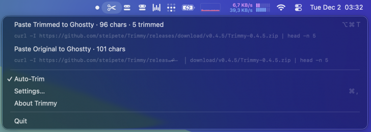 Trimmy (โปรแกรมจัดการคลิปบอร์ดสำหรับ Terminal และโค้ด บน macOS)