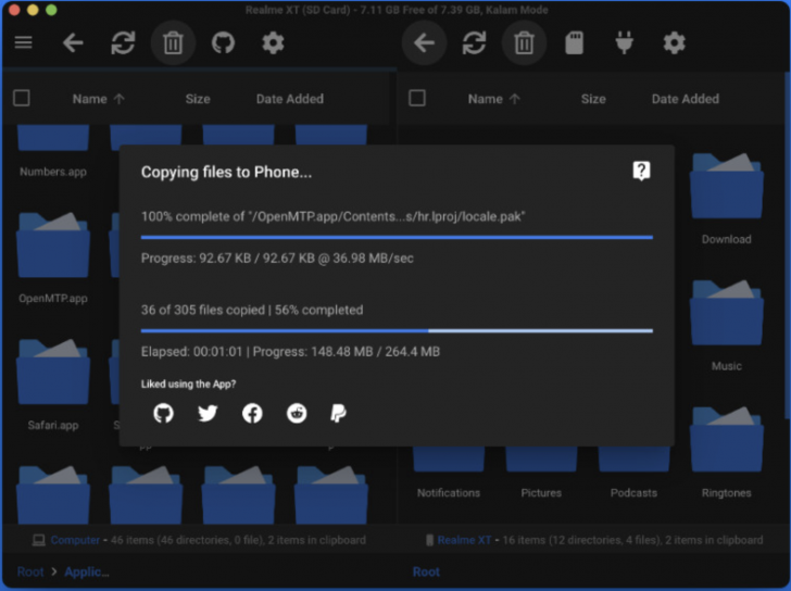 OpenMTP (โปรแกรมย้ายไฟล์ โอนข้อมูลจาก Android ไป Mac แก้ปัญหาหลุดบ่อย) : 