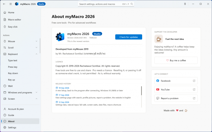 myMacro 2026 (โปรแกรมคลิกเมาส์อัตโนมัติและบันทึกมาโคร) : 