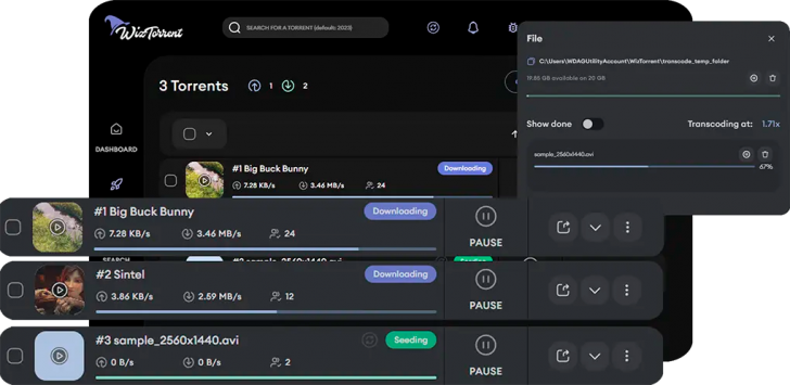 WizTorrent (โปรแกรมดาวน์โหลด และดูทอร์เรนต์แบบ Real-Time) WizTorrent (โปรแกรมดาวน์โหลด และดูทอร์เรนต์แบบ Real-Time)