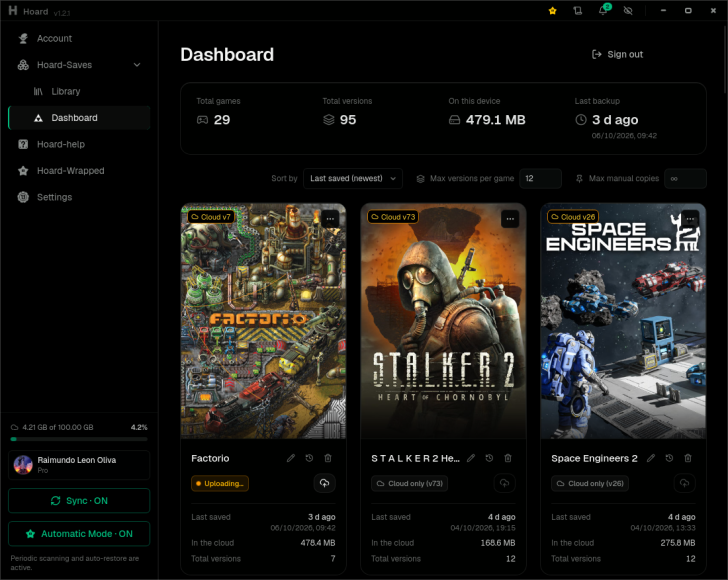 Hoard (โปรแกรมซิงค์เซฟเกมข้าม PC เล่นต่อได้ทันที ปลอดภัย)