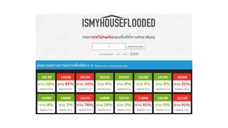 ตรวจสอบสถานการณ์น้ำท่วมที่บ้านด้วยรหัสไปรษณีย์