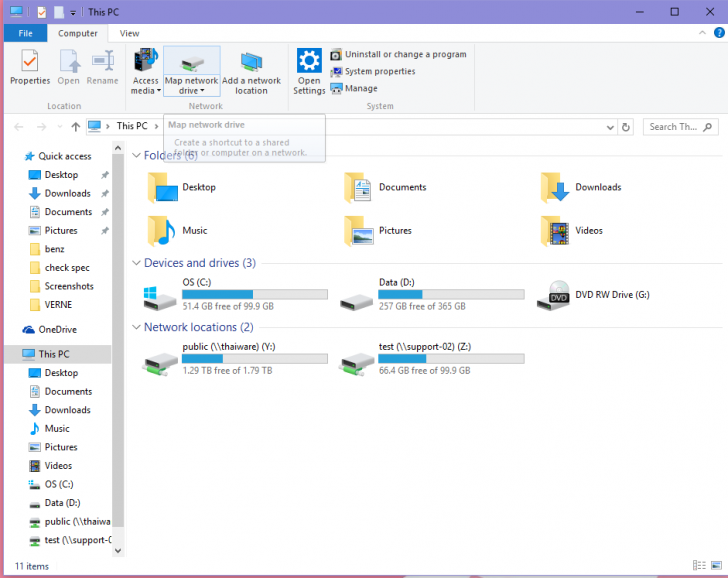 วิธีการ Map Network Drive