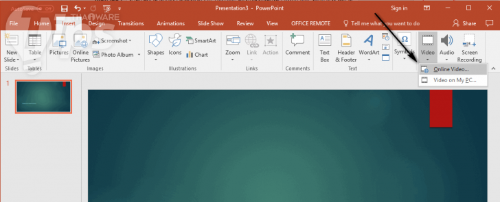 วิธีใส่วิดีโอจาก YouTube หรือเว็บอื่นๆ ลงไปในสไลด์ PowerPoint