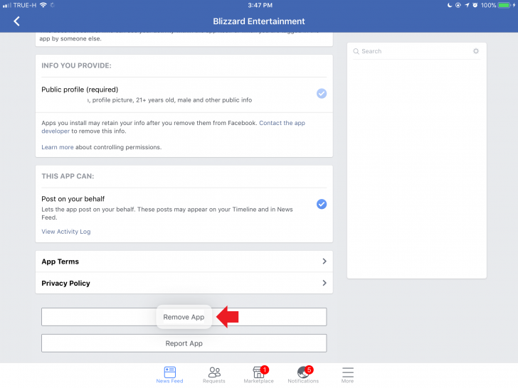 วิธีลบแอปฯ ใน Facebook 