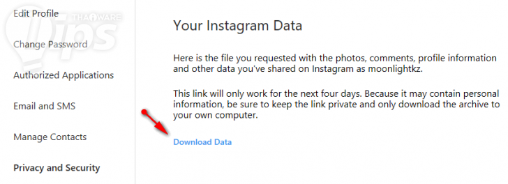 วิธีดาวน์โหลดข้อมูลการใช้งานจาก Instagram ของเรามาสำรองเก็บไว้