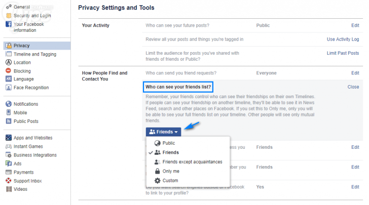 วิธีซ่อนรายชื่อเพื่อนบน Facebook 