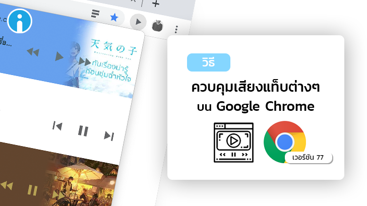 วิธีควบคุมเสียงและวิดีโอที่เล่นในแท็บบน Google Chrome เวอร์ชัน 77 ขึ้นไป