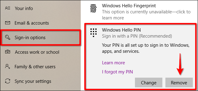 วิธีลบ Password และ PIN ของ Windows 10 วิธีลบ Password และ PIN ของ Windows 10