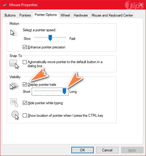 วิธีเปิดหางเคอร์เซอร์เมาส์ หรือ Pointer Trail เพื่อให้มองเห็นเคอร์เซอร์เมาส์ได้ง่ายขึ้น