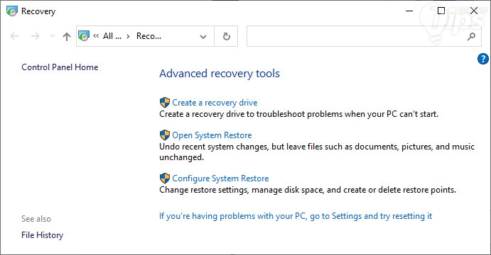 ทำ Windows System Restore เพื่อย้อนเวลา